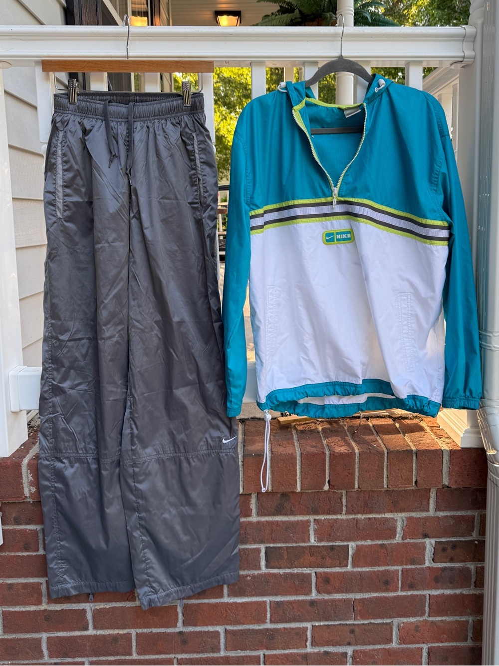 Vintage 90s Y2K Gray Windbreaker Tracksuit Pants Jacket Size Large Women’s